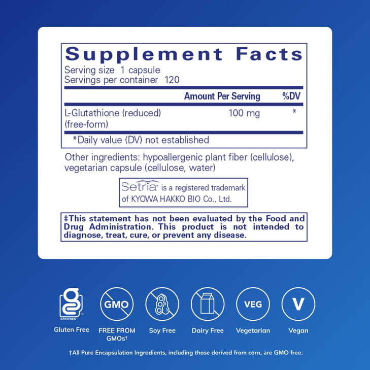 Pure Encapsulations Reduced Glutathione | Hypoallergenic Antioxidant Supplement to Support Liver and Cell Health* | 120 Capsules