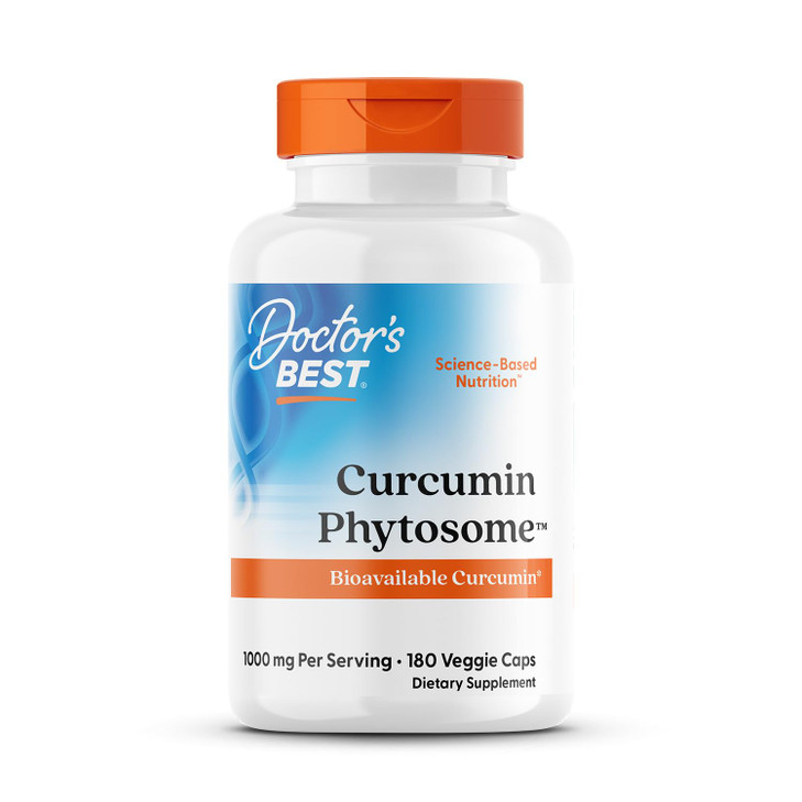 Doctors Best Curcumin Phytosome, Bioavailable Curcumin, Non-GMO, Gluten Free, Soy Free, Vegan, 1000mg, 180 Veggie Caps