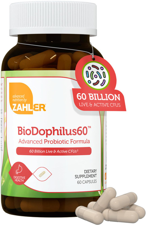 Zahler BioDophilus60, 60 Billion CFU Probiotic + Prebiotic - 11 Strains Daily Probiotic Supplement - Kosher Probiotics for Women for Digestive Health