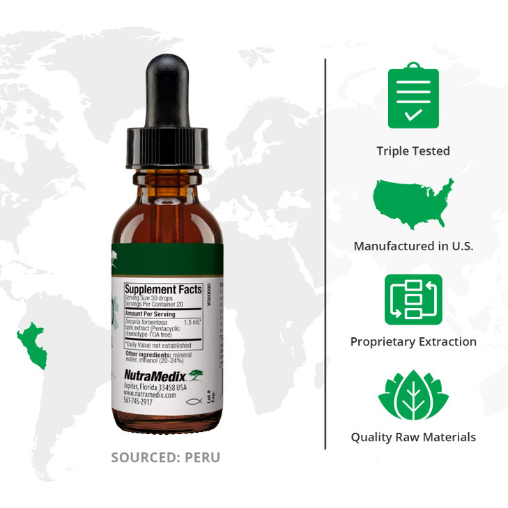 NutraMedix Samento Cat's Claw Tincture - Cat's Claw Tick Immune Support Supplement for Brain, Antioxidant, Cardiovascular & Microbial Support - Bioav