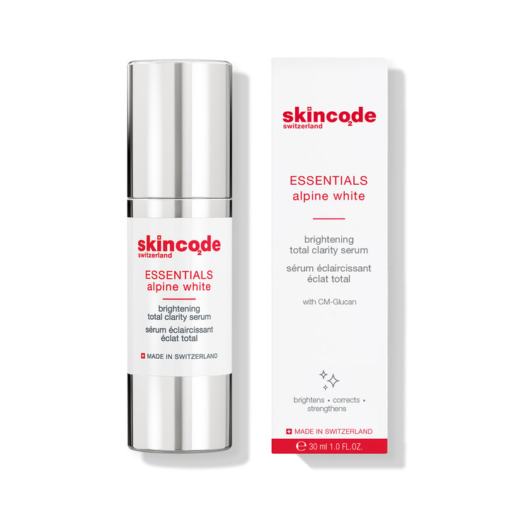 Skincode Essentials AlpineWhite Brightening Total Clarity Serum - Hydrating & Brightening Dark Spot Serum with CM-Glucan, Niacinamide & Swiss Alpine