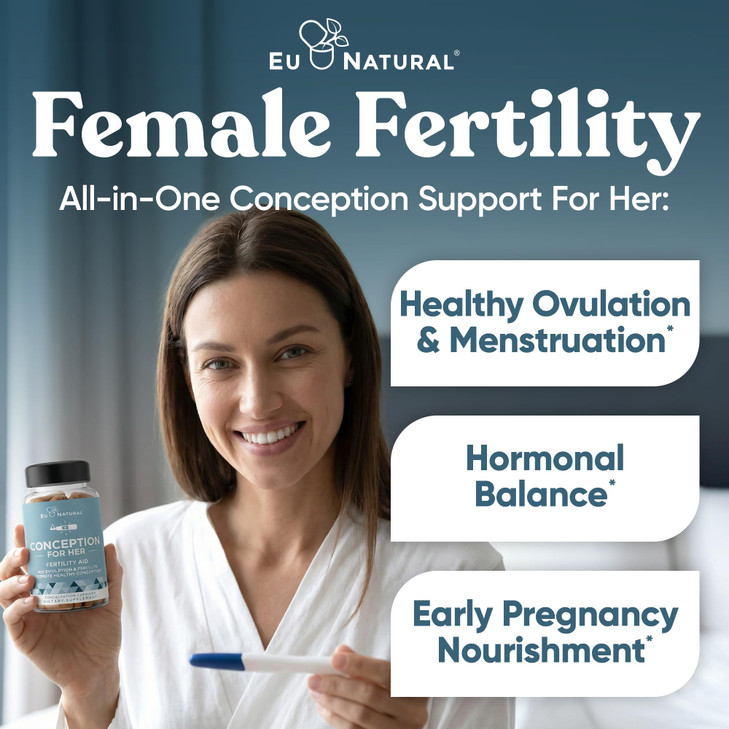 Eu Natural Conception for Her Fertility Supplements for Women - Ovulation, Hormonal Balance & Regular Cycle Support - Myo-Inositol, Folate, Folic Aci