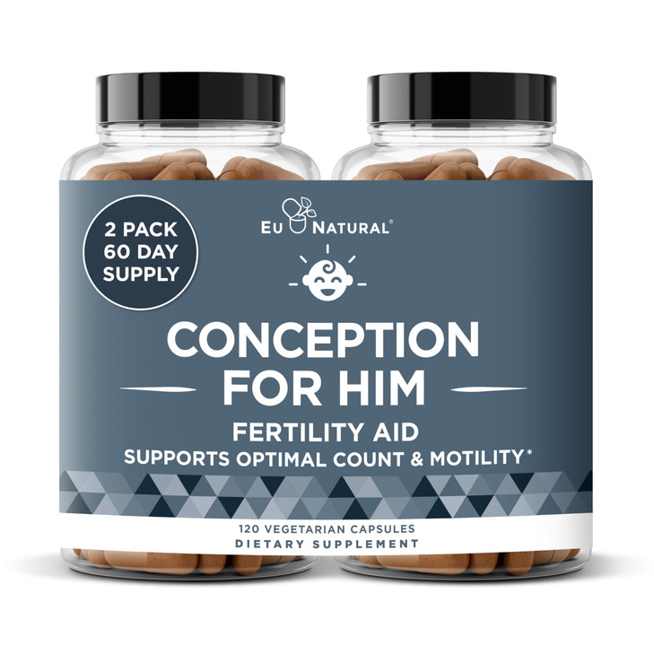 Eu Natural Conception for Him - Male Fertility Supplements with Ashwagandha, Folate & Zinc - Sperm Count, Motility & Strength Support - Fertility Sup
