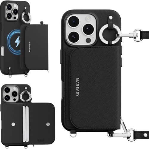 MAGEASY Designed for iPhone 16 Pro Wallet Case 6.3" - Detachable Wallet Case with Crossbody Strap, 16ft Ultimate Drop Protection, [The Only Phone Cas