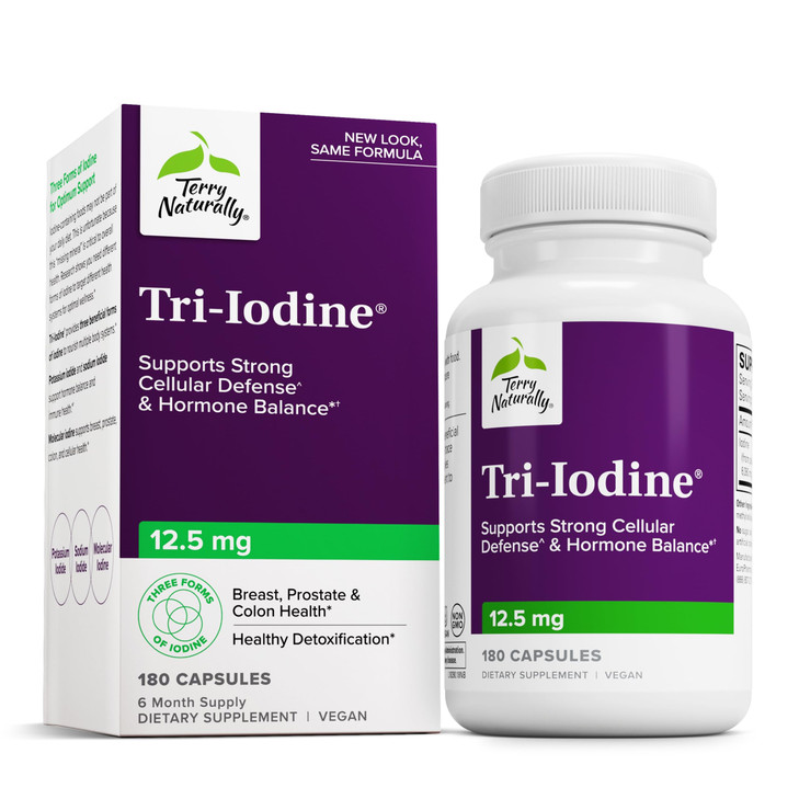Terry Naturally Tri-Iodine - Support Thyroid Health - Aids Hormone Balance with Molecular Iodine from Kelp - Features Potassium Iodide & Sodium Iodid