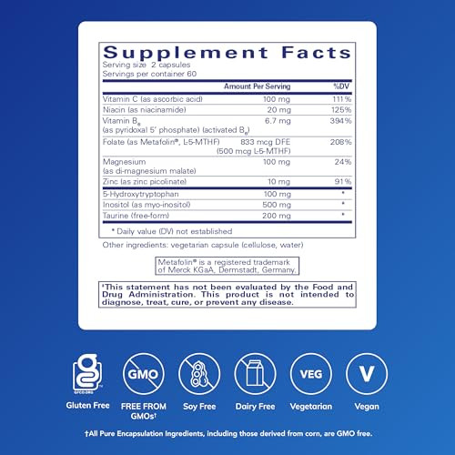 Pure Encapsulations SeroPlus | Hypoallergenic Serotonin Support to Support Moderate Occasional Stress | 120 Capsules