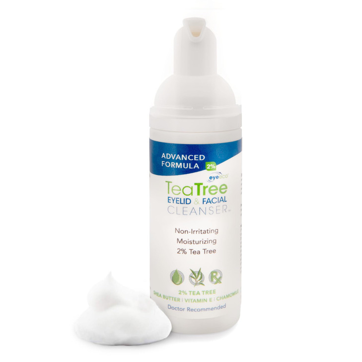 EyeEco Advanced Tea Tree Eyelid and Facial Cleanser - 180mL - Non-Irritating Eyelash & Eyelid Cleanser Soothes Irritation with Tea Tree, Vitamin E an