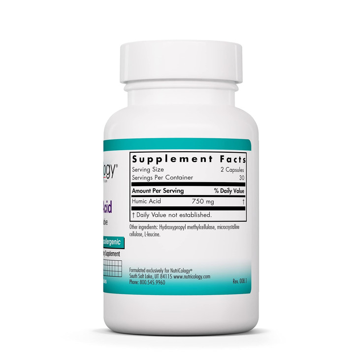Allergy Research Group NutriCology Humic Acid - Delivers 750 mg Humic Acid - Supports Detoxification & Immune Response - Membrane Active Formula - 30