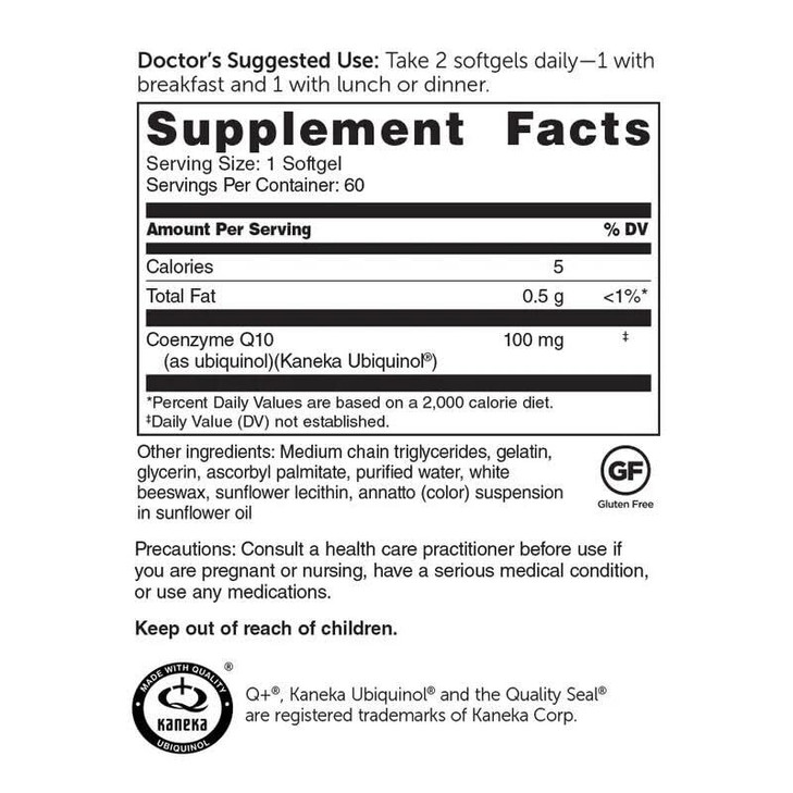 Dr. Whitaker's Bioactive Q Ubiquinol 100 mg Delivers Clinically Validated, Highly Bioavailable CoQ10 (60 Day Supply)