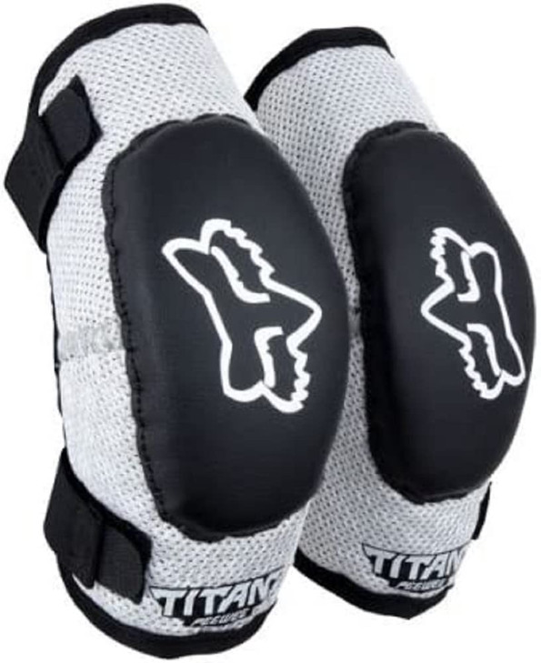 Fox Racing Youth Peewee Titan Small/Medium Motocross Dirt Bike Elbow Pads, Black/Silver, One Size