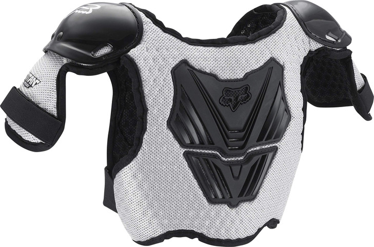 Fox Racing Youth Peewee Titan Roost Motocross Dirt Bike Deflector Chest Guard, Black/Silver, Medium/Large