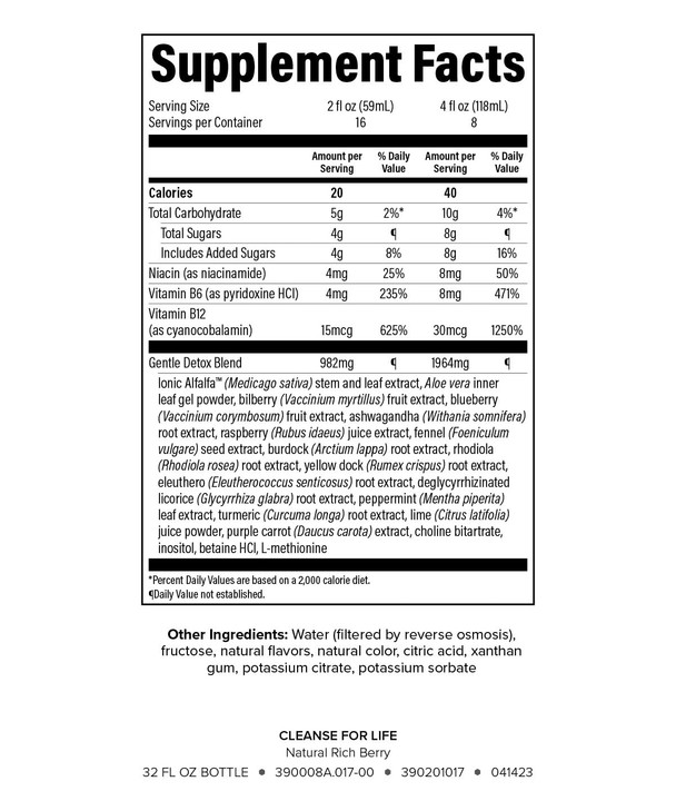 Isagenix Cleanse for Life - Detox Cleanse Drink with Vitamin B12, Niacin and Vitamin B6 for Overall Wellness - 32-Ounce Bottle (Natural Rich Berry Fl