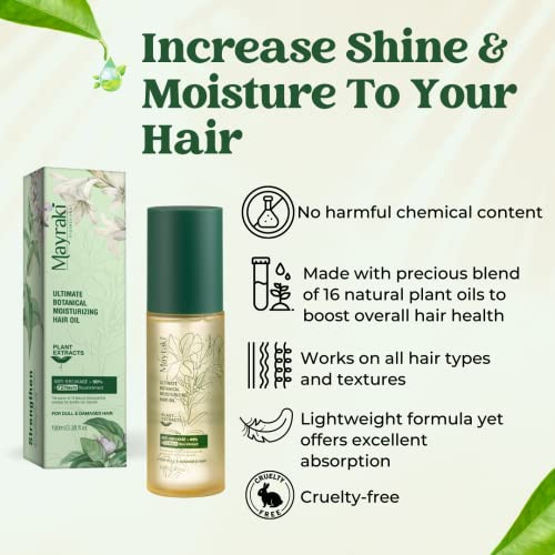 Mayraki Hair Growth Oil | Ultimate Moisturizing Hair Oil Treatment | Revitalizing Lightweight Hair Oil for Curly Frizzy Hair | Repair Damaged Hair an
