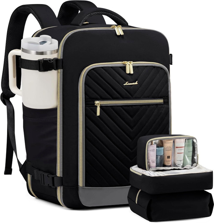 LOVEVOOK Travel Backpack For Women,40L Carry On Backpack Flight Approved,TSA Personal Item Travel Bag Fits 17 Inch Laptop,Business Weekender Overnigh