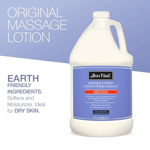 Bon Vital' Original Massage Lotion for a Versatile Massage Foundation to Relax Sore Muscles & Repair Dry Skin, Lightweight, Non-Greasy Formula to Moi