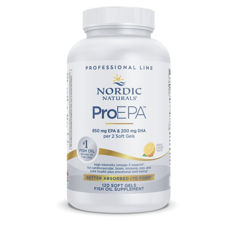 Nordic Naturals ProEPA, Lemon - 120 Soft Gels - 1210 mg Omega-3 - High-Intensity EPA Formula for Healthy Mood, Heart Health & Cellular Function - Non
