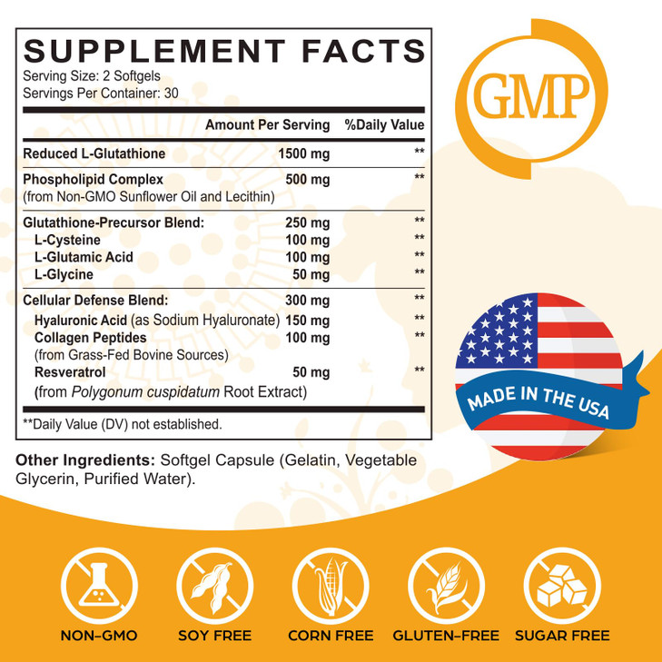 CORPORALIGHT Liposomal Glutathione Softgel, High Absorption - Glutathione Supplement, for Immune System, Energy, Glowing Skin, Master Antioxidant, Gl