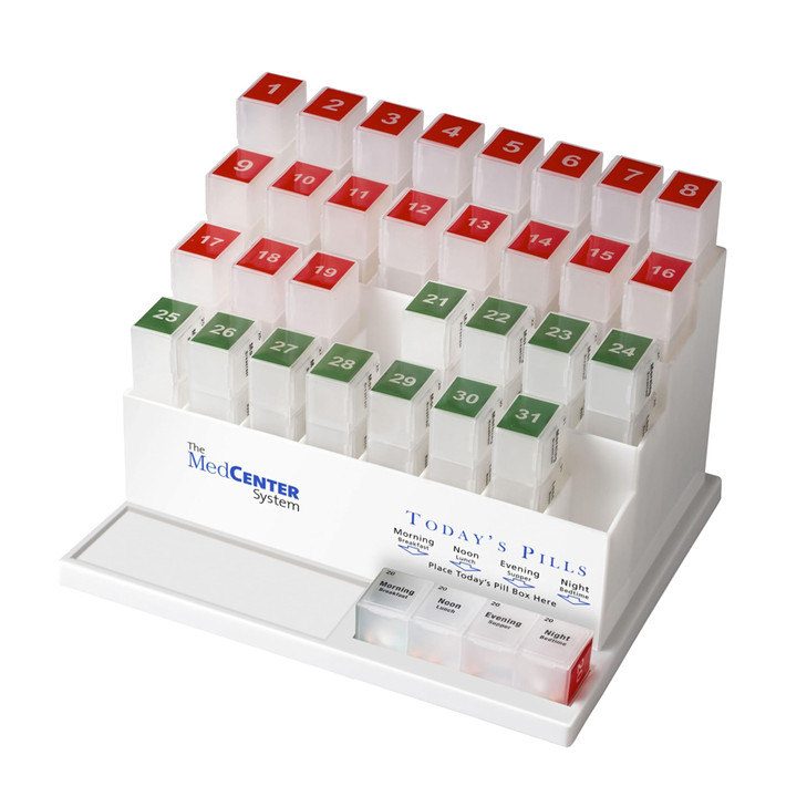 Medcenter Monthly Pill Box Organizer HSA/FSA, 4 Times a Day, Large 31 Daily Pill Cases with Compartments for Vitamins, Supplements, Medication, 31 Da