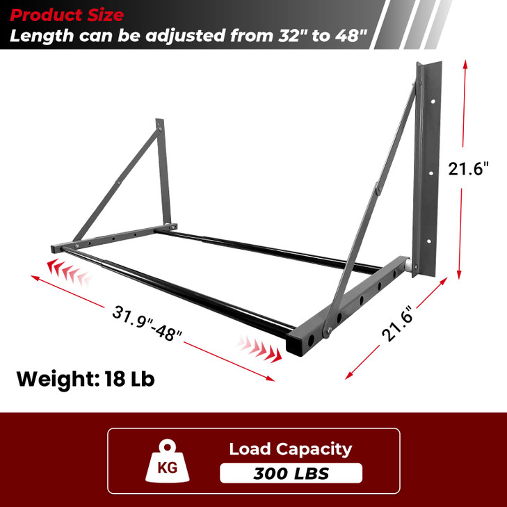 HOXWELL Tire Storage Rack for Garage, Folding Tire Rack Wall Mount with Heavy Duty Steel, Adjustable Multi-Tire Wheel Storage(32"-48") x 22" x 22", G