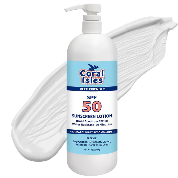 Coral Isles by Rocky Mountain Sunscreen | SPF 50 Lotion | Broad Spectrum UVA/UVB Protection | Hawaii Reef-Safe Act Compliant | Oxybenzone & Octinoxat