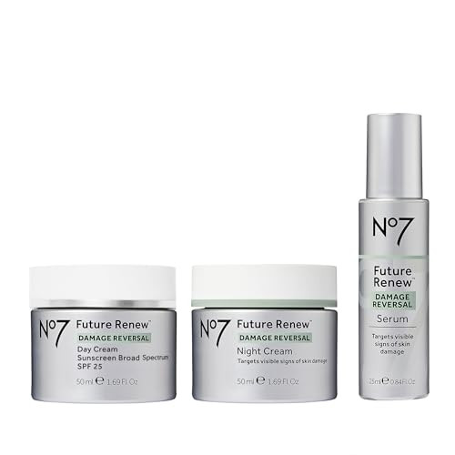 No7 Protect & Perfect Anti Aging Skincare Set - Includes SPF 30 Daytime Face Cream, Hydrating Shea Butter Night Cream & Hyaluronic Acid Face Serum (3