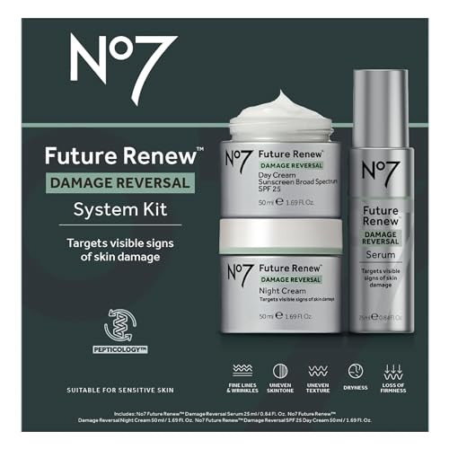 No7 Protect & Perfect Anti Aging Skincare Set - Includes SPF 30 Daytime Face Cream, Hydrating Shea Butter Night Cream & Hyaluronic Acid Face Serum (3