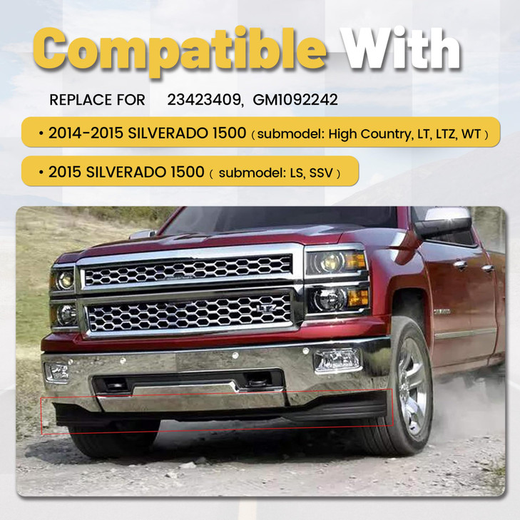 ECOTRIC Front Lower Valance Panel Apron Compatible with 2014 2015 Silverado 1500 Air Dam Bumper Deflector Replace for GM1092242 23423409