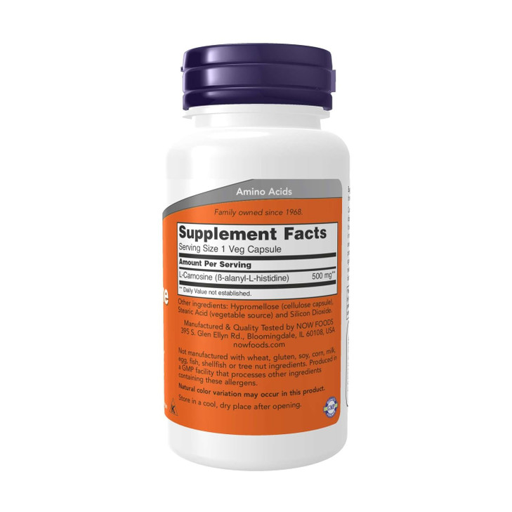 NOW Foods L-Carnosine 500mg 100 VegiCaps (Pack of 2)