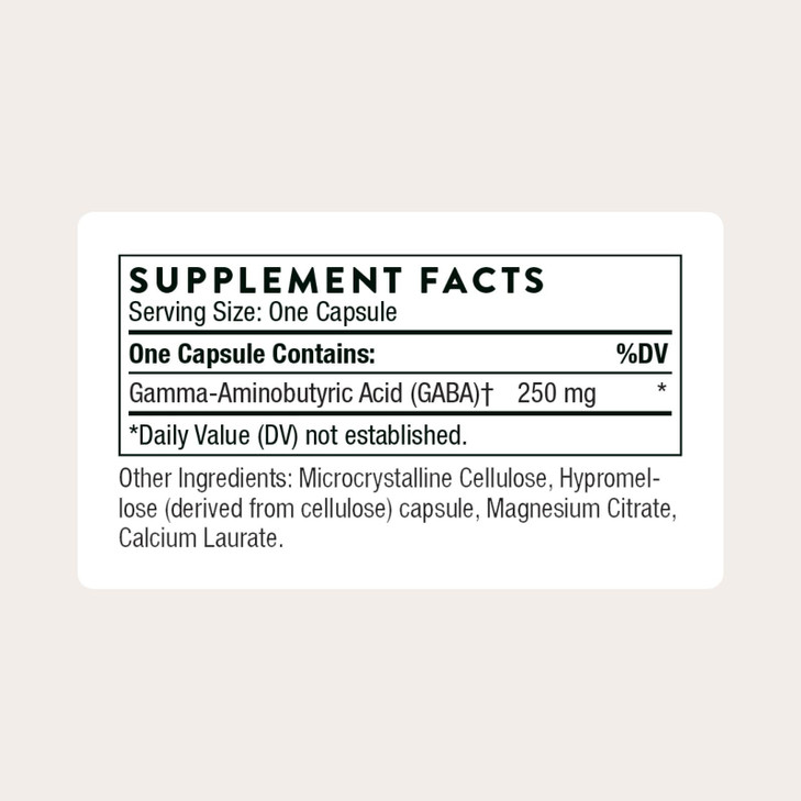 THORNE - PharmaGABA-250 - GABA Supplement - 250 mg Natural Source Gamma-Aminobutyric Acid - Promotes a Calm, Relaxed, Focused State of Mind* - 60 Cap