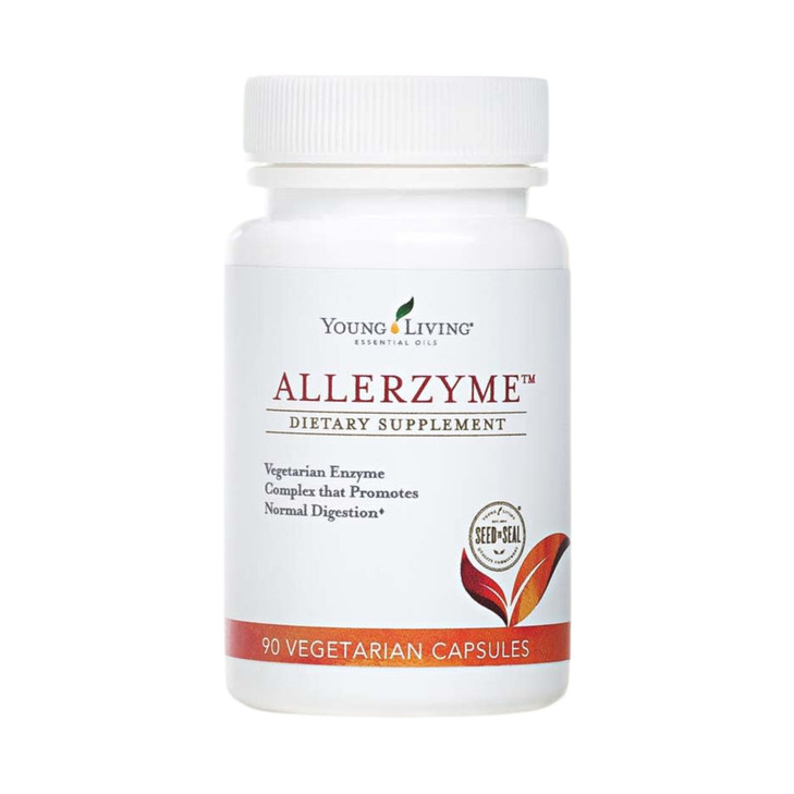 Young Living Allerzyme - 90 ct Dietary Supplement Capsules - Vegetarian Enzyme Complex with Tarragon and Ginger Premium Essential Oils for Digestive