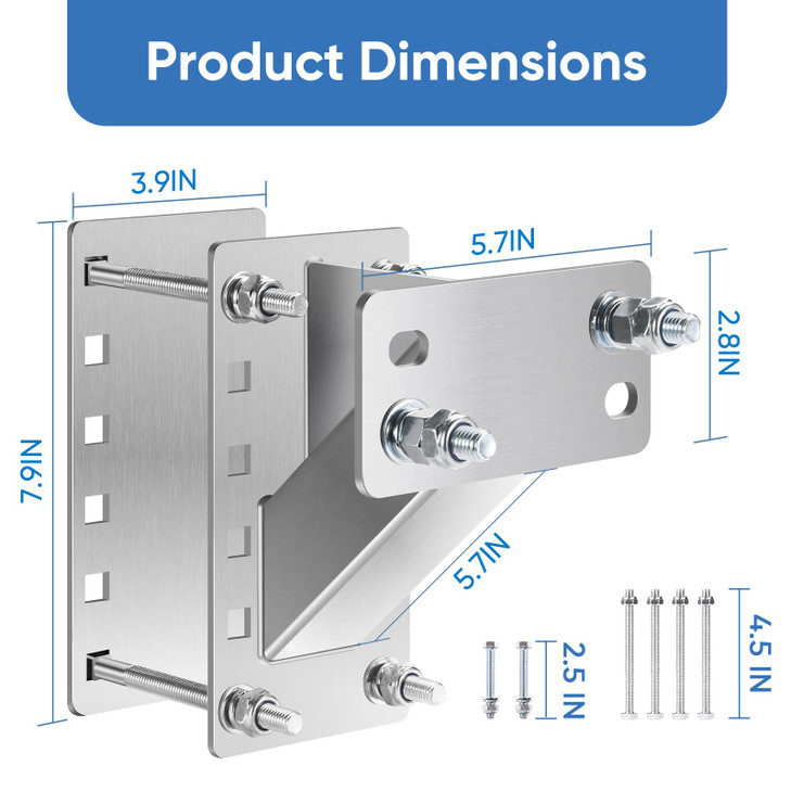 GADFISH Stainless Steel Spare Tire Carrier, Upgrade Spare Tire Mount Trailer Carrier Bracket, Fits 4 & 5 & 6 Lugs Trailer Wheels on 4", 4.5", 4.75",