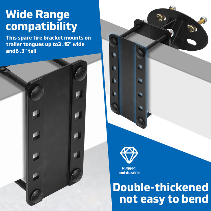 2025 New Double-Layer Thickening Spare Tire Mount Bracket for Trailer, Heavy Duty Boat Trailer Spare Tire Mount,Boat Trailer Spare Tire Mount,Install