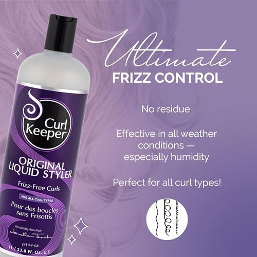 Original Curl Keeper Anti-Frizz Curl Defining Hair Styler (33.8 oz) - Lightweight Curl Definer Liquid Gel for All Weather Conditions - Wavy & Curly H