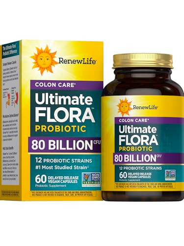 Renew Life Probiotic Colon Care Probiotic Capsules, Daily Supplement Offers Colon Support, L. Rhamnosus GG, Dairy, Soy and gluten-free, 80 Billion CF