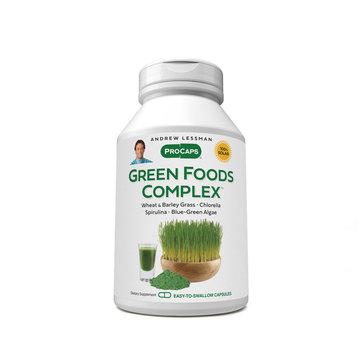 ANDREW LESSMAN Green Foods Complex 180 Capsules - Supplies Building Blocks for Healthy Tissue Growth, Liver Support. 100 mg Each of Barley Grass, Whe