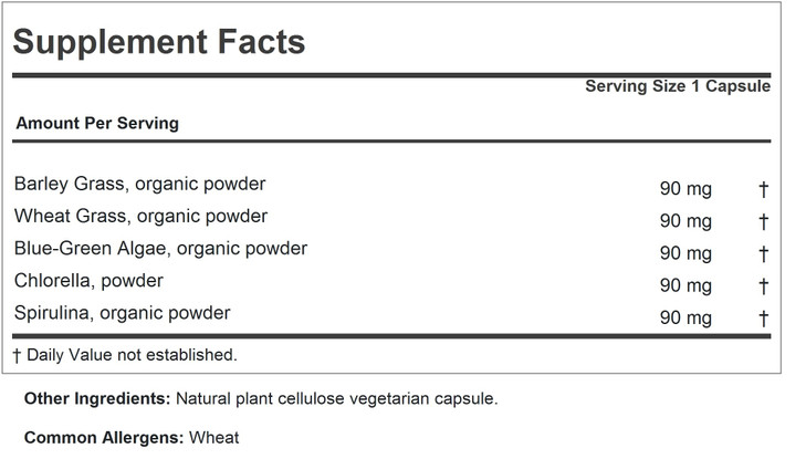 ANDREW LESSMAN Green Foods Complex 180 Capsules - Supplies Building Blocks for Healthy Tissue Growth, Liver Support. 100 mg Each of Barley Grass, Whe