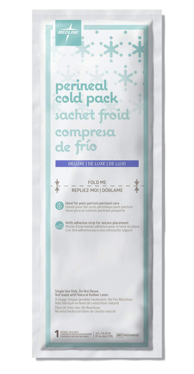 Medline Deluxe Perineal Cold Packs with Adhesive Strip, 4.5" x 14.25", Pack of 24, Ideal for Postpartum Perineal Care
