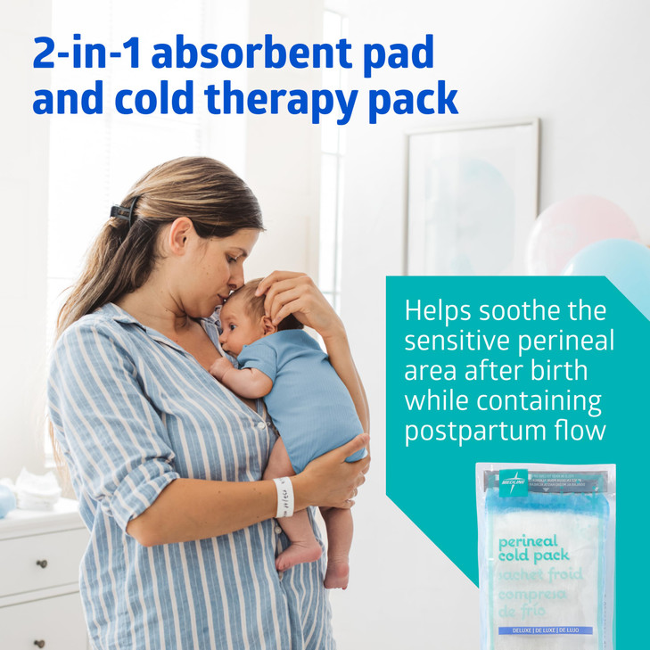 Medline Deluxe Perineal Cold Packs with Adhesive Strip, 4.5" x 14.25", Pack of 24, Ideal for Postpartum Perineal Care