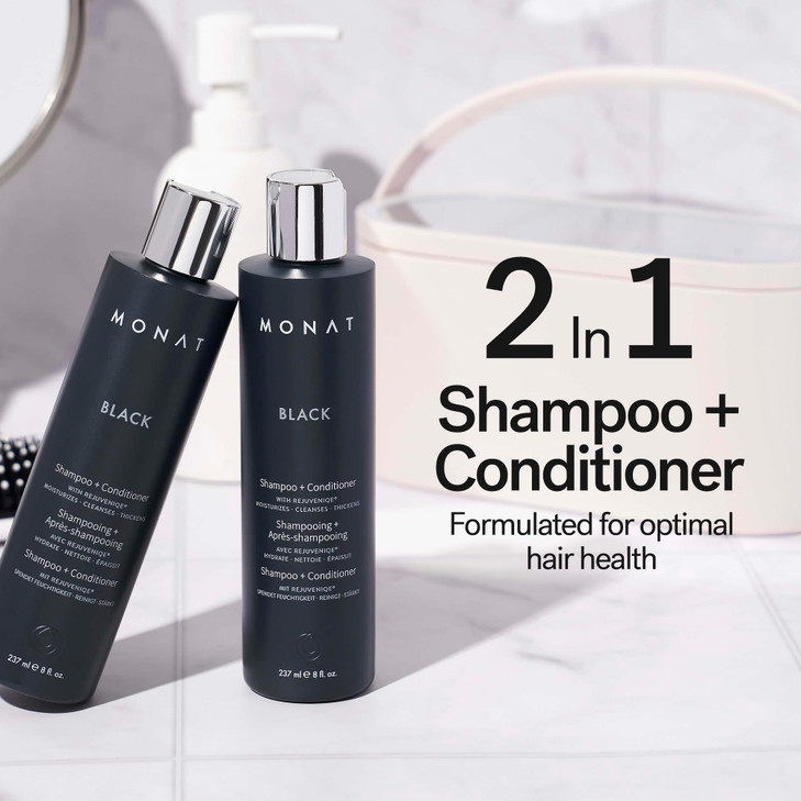 MONAT Black Shampoo + Conditioner  A 2-in-1 Formula for Optimal Hair Care in One Step  Cleanses, Conditions, and Promotes Stronger, Healthier-Looki