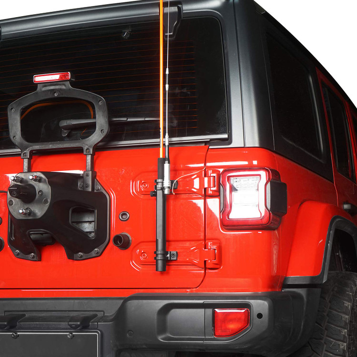 Hooke Road Wrangler Antenna Mount & Tailgate Hinge Mount Single Flag Compatible with Jeep JL Wrangler 2018 2019 2020 2021 2022 2023 2024 2025