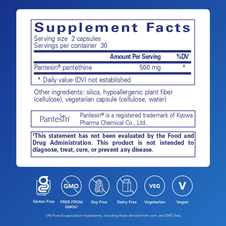 Pure Encapsulations Pantethine | Hypoallergenic Supplement Supports Healthy Lipid Metabolism and Cardiovascular Function | 60 Capsules