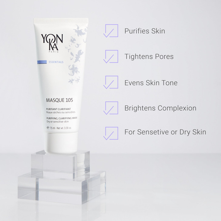 Yonka Essentials Masque 105 | Clarifying and Purifying Face Mask | Weekly Treatment for Dry and Sensitive Skin | Hydrates While Tightening Pores and