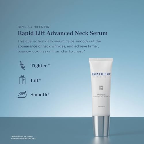 Beverly Hills MD Rapid-Lift Advanced Neck Serum- Reduce Wrinkles & Tone Skin- Anti-Aging Formula for Lifting and Smoothing Sagging Skin on Neck, Chin