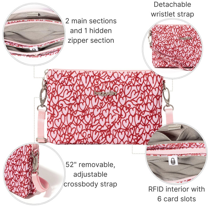 Baggallini The Only Mini Bag - 8.25"x 5.5" Lightweight Small Wristlet Crossbody Bag