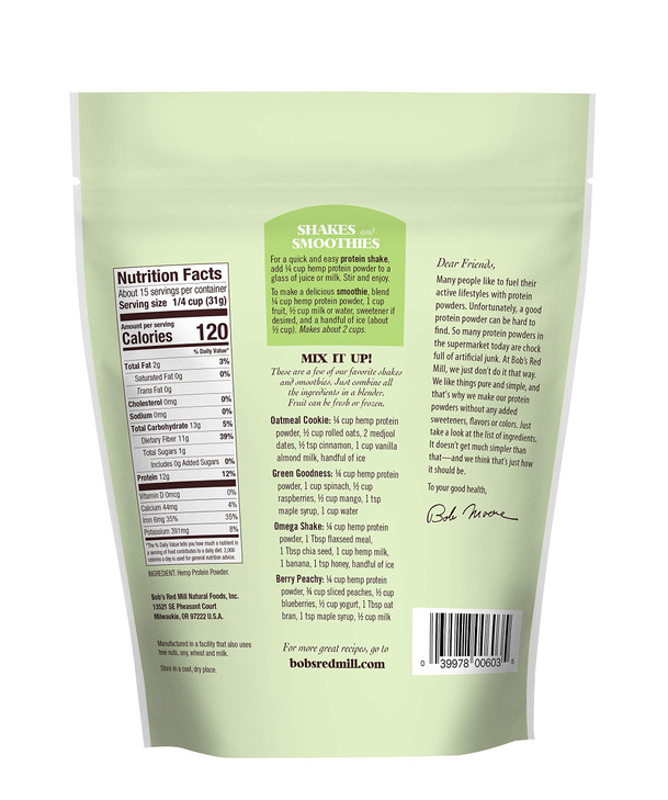 Bob's Red Mill Resealable Hemp Protein Powder 16 Ounce (Pack of 4)