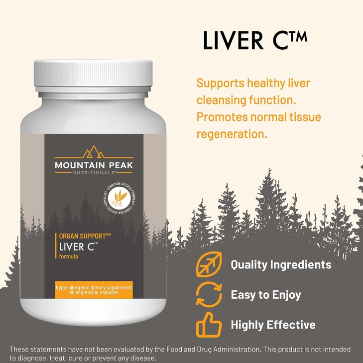 Mountain Peak Nutritionals Liver C - Liver Support & Detox Supplement - w/Milk Thistle (Siliphos®), Turmeric, and Mushroom Blend - Promotes Healthy L