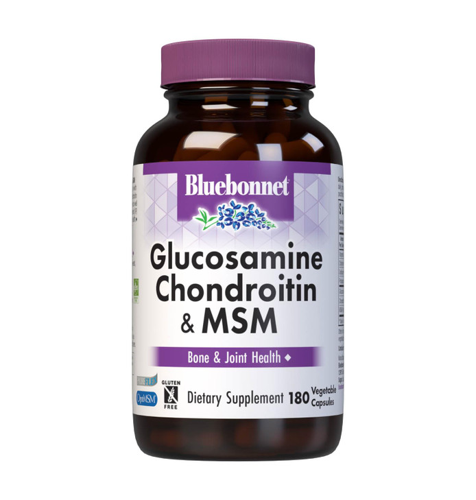 Bluebonnet Nutrition Glucosamine Chondroitin Plus MSM, Glucosamine, Chondroitin Sulfate, Vitamin C & OptiMSM, Bone & Joint Health, Non GMO, Gluten Fr