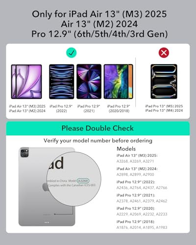 ESR iPad Air 13 Inch Case Keyboard (M3/M2, 2025/2024), Keyboard Case with Trackpad, Magnetic Detachable Keyboard with Backlit Keys, Fully Adjustable