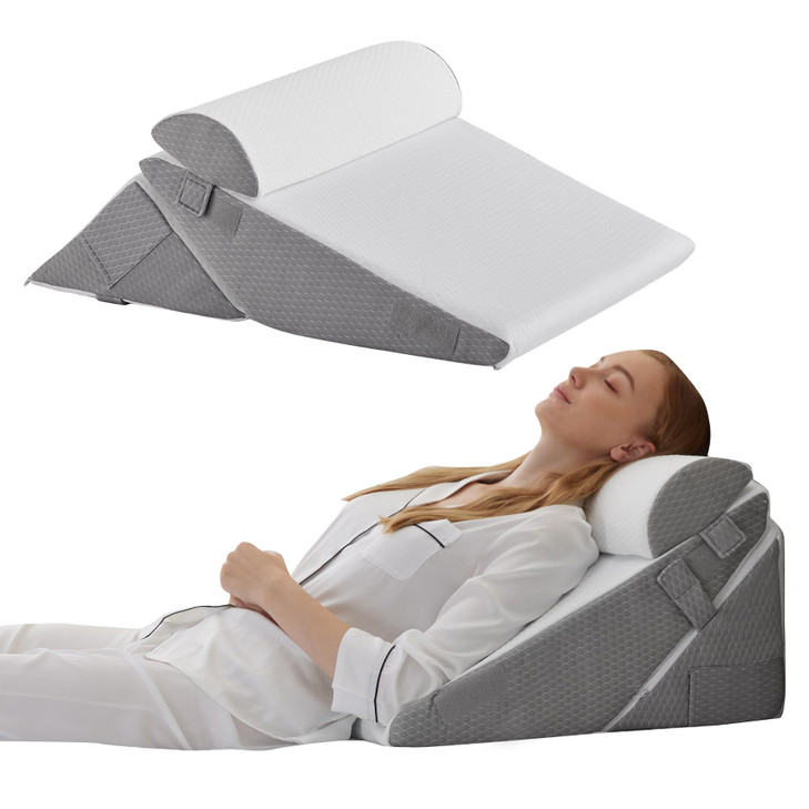 Bedluxe Wedge Pillow Headboard, 3PCS Orthopedic Bed Wedge Pillows Set for After Surgery, Adjustable Pillow Wedge for Acid Reflux&Back Pain Relief, Sl
