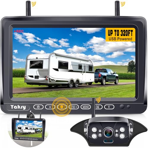 RV Backup Camera Wireless Plug and Play: Pre-Wired for Furrion System Recording Wide View Rear View Camera Clear Night Vision HD 1080P 7'' Touch Key